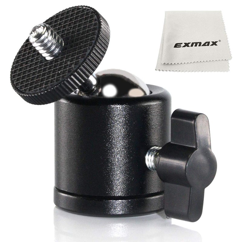 EXMAX Mini Ball Head 360 Degree Aluminum Alloy Body Rotating Swivel Mini Tripod Ball Head with 3/8" to 1/4" Screw Adapter for DSLR Camera Camcorder Tripods Monopods Light Stand Bracket - Image 1